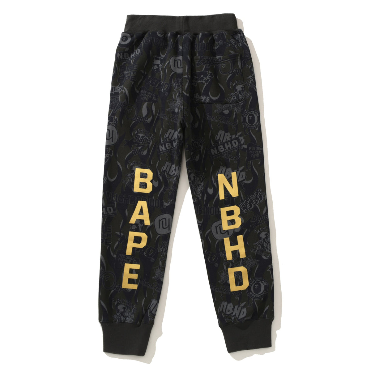 BAPE Gold BAPE Letter Pants