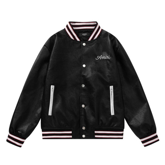 AMlRl Club Leather Varsity Jacket