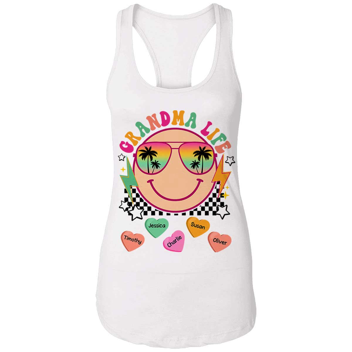 Grandma Mom Life Summer Vibes Personalized Tank Top