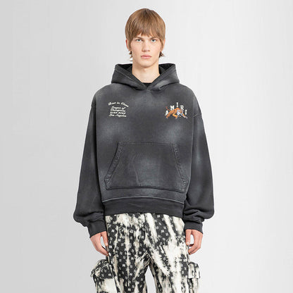 AMIRI Distressed Logo-Print Cotton-Jersey Hoodie