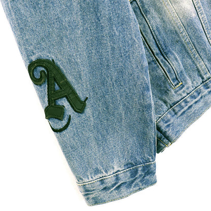 Palm Angels Men's Light Blue Logo Patches Denim Jacket