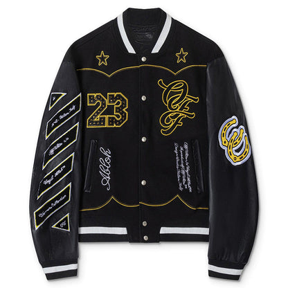 OFF WHITE Contrast-Trim Leather Jacket