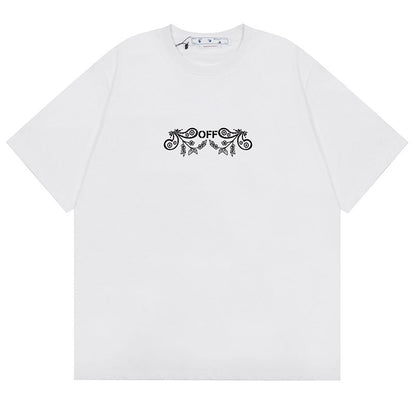 OFF WHITE Cashew Flower Arrow Pattern T-Shirts