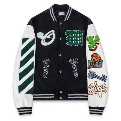 OFF WHITE Cartoon Lion King Embroidered Wool Jacket