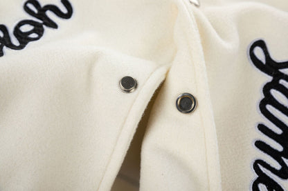 OFF WHITE Cartoon Lion King Embroidered Wool Jacket