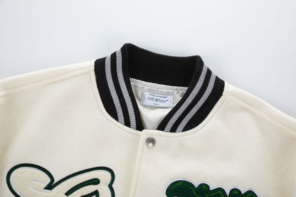 OFF WHITE Cartoon Lion King Embroidered Wool Jacket