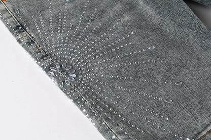 Purple Brand Crystal Diamond Denim Shorts #5093
