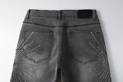 Purple Brand Crystal Diamond Denim Shorts #5094