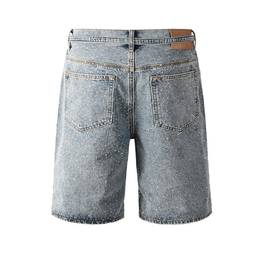 Purple Brand Crystal Diamond Denim Shorts #5096
