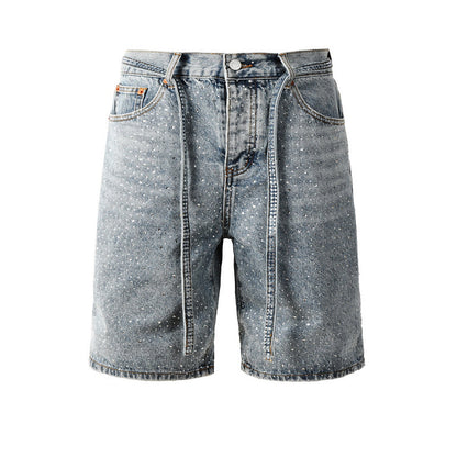 Purple Brand Crystal Diamond Denim Shorts #5096