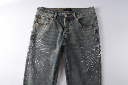 Purple Brand Crystal Diamond Jeans #9122