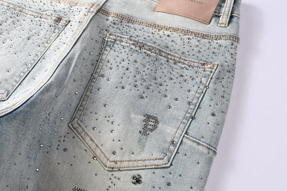 Purple Brand Crystal Diamond Jeans #9127
