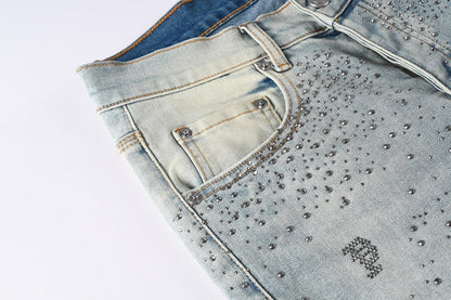 Purple Brand Crystal Diamond Jeans #9127