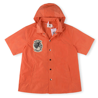 SAINT VANITY Embroidered Sporty Zipper Short-sleeved Jacket “Orange”