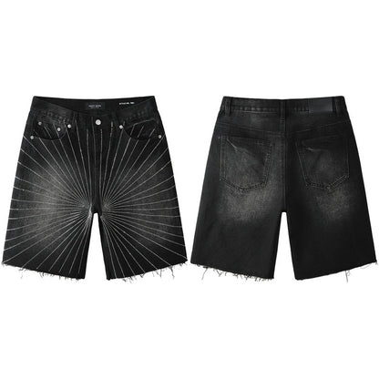 Purple Brand Crystal Diamond Denim Shorts #5104