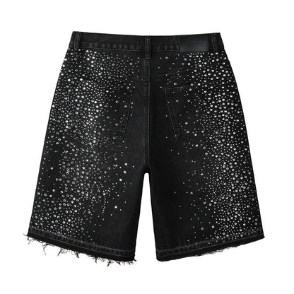 Purple Brand Crystal Diamond Denim Shorts #5103