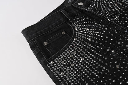 Purple Brand Crystal Diamond Denim Shorts #5099