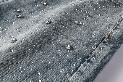 Purple Brand Crystal Diamond Denim Shorts #5102