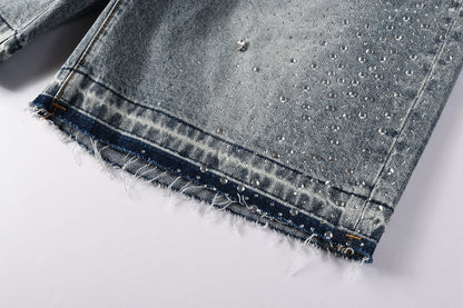 Purple Brand Crystal Diamond Denim Shorts #5102