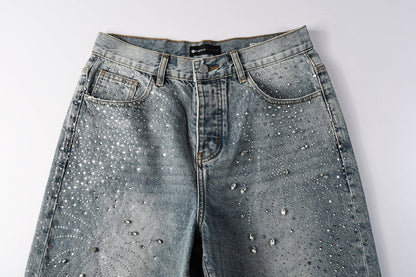 Purple Brand Crystal Diamond Denim Shorts #5102