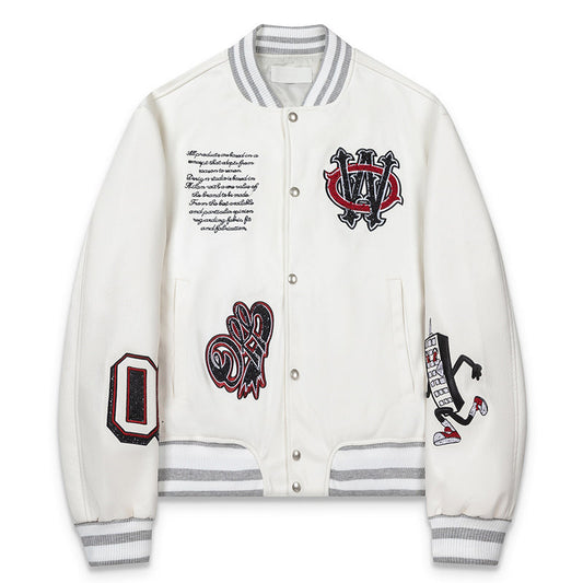 OFF WHITE Crystal Full Lea Varsity Jacket