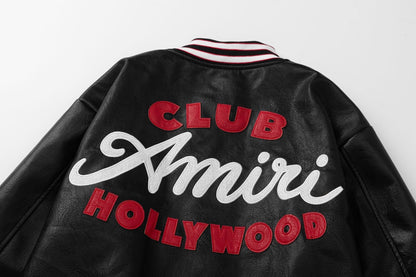 AMlRl Club Leather Varsity Jacket