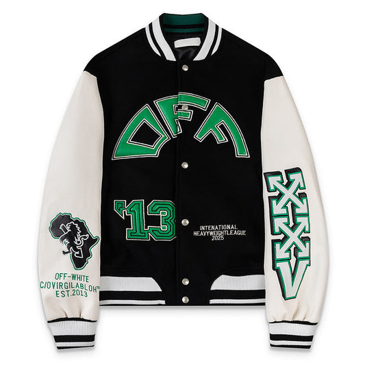 OFF WHITE Croco Lea Wool Varsity Jacket