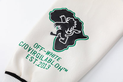 OFF WHITE Croco Lea Wool Varsity Jacket