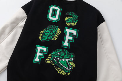 OFF WHITE Croco Lea Wool Varsity Jacket
