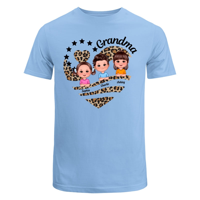 Grandma Mom Leopard Heart Doll Kids Personalized Shirt