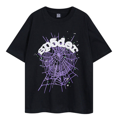 Sp5der Green Foam Printing High Weight T-Shirt Black