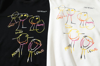 OFF WHITE Cartoon line character round neck pullover sweatshirts