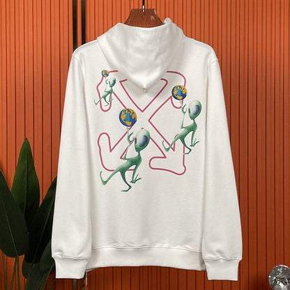 OFF-WHITE Alien embroidery earth pattern Hoodies