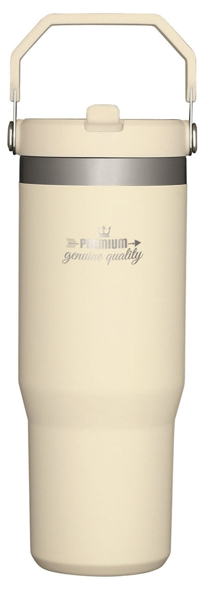 Stanley® IceFlow 30oz Flip Straw Tumbler, cream - Etched