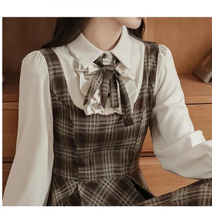 Thallia Dark Academia Plaid Dress