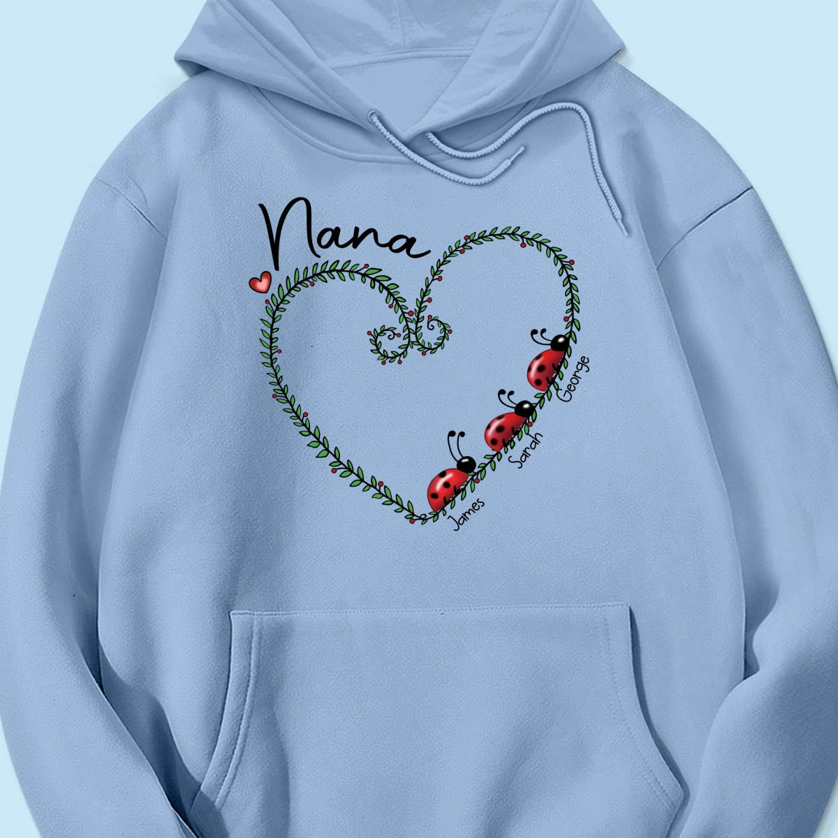 Grandma Mom Ladybug Heart Personalized Shirt