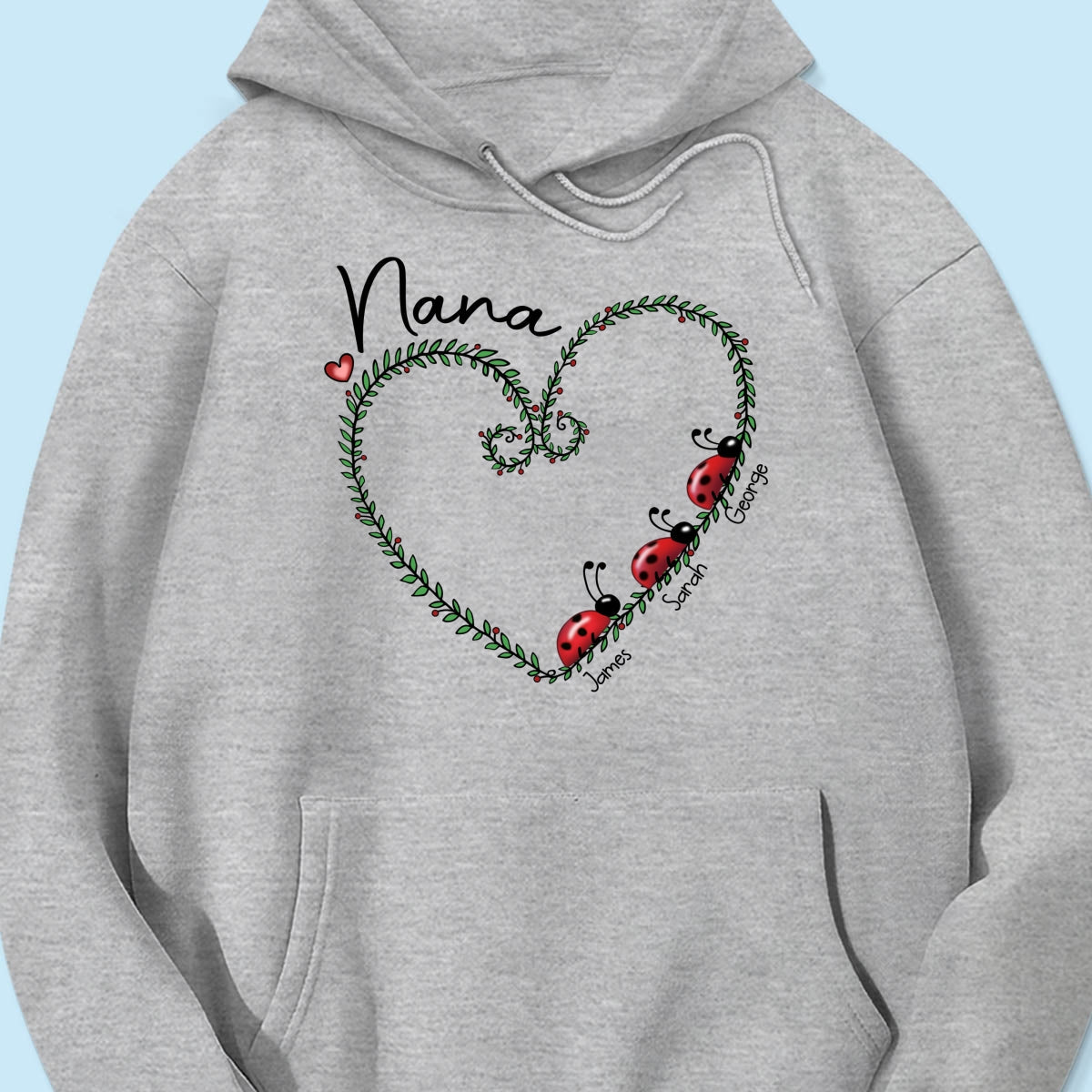 Grandma Mom Ladybug Heart Personalized Shirt