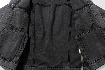 OFF WHITE Letter Arrow Washed Distressed Denim Jacket