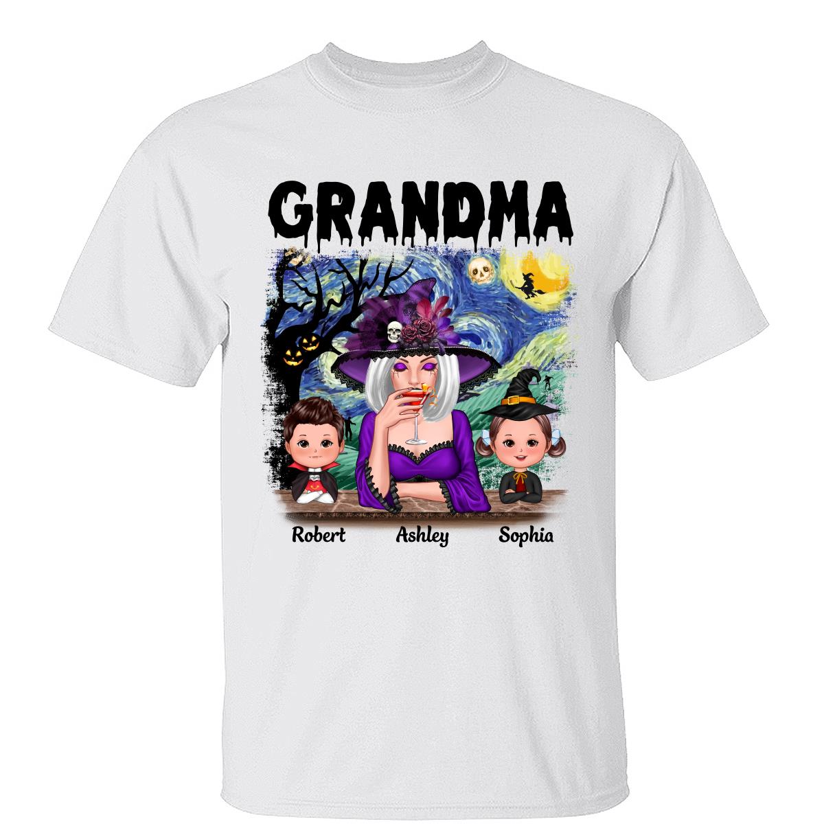 Grandma Mom Kids Scary Night Halloween Personalized Shirt