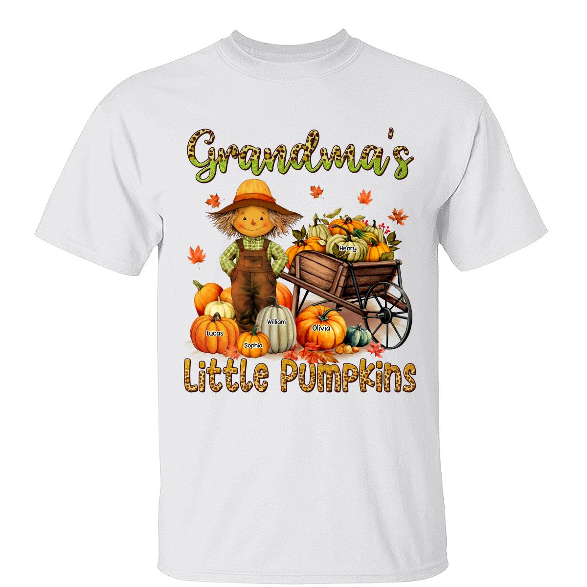 Grandma Mom Little Pumpkin Leopard Scarecrow Personalized Shirt