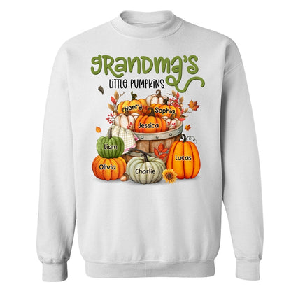 Grandma Mom Little Pumpkins Barrel Fall Season Personalized Shirt
