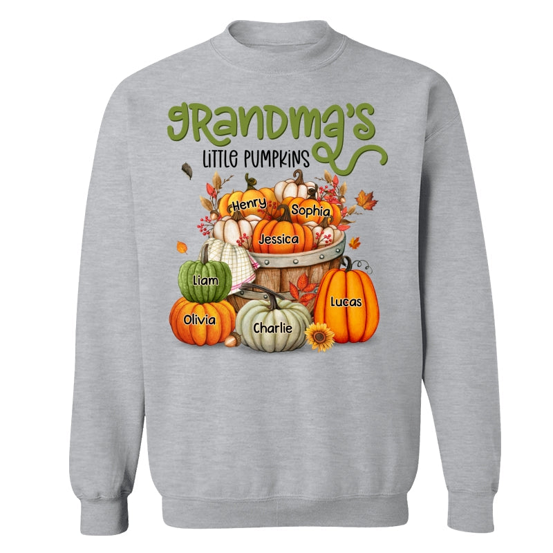 Grandma Mom Little Pumpkins Barrel Fall Season Personalized Shirt
