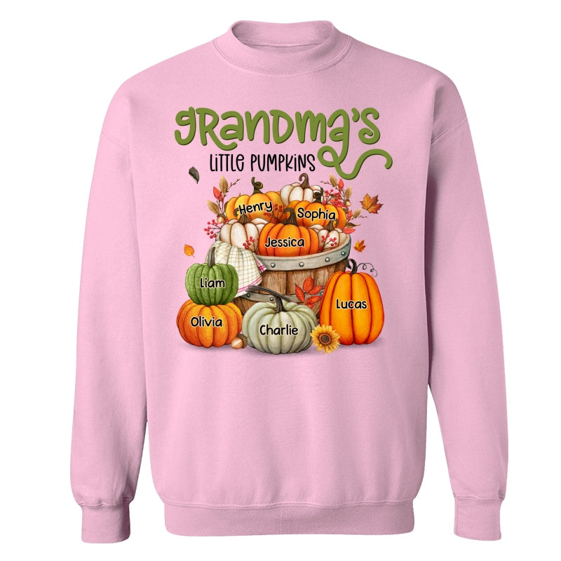 Grandma Mom Little Pumpkins Barrel Fall Season Personalized Shirt