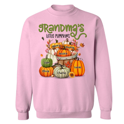 Grandma Mom Little Pumpkins Barrel Fall Season Personalized Shirt