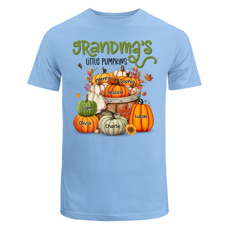Grandma Mom Little Pumpkins Barrel Fall Season Personalized Shirt