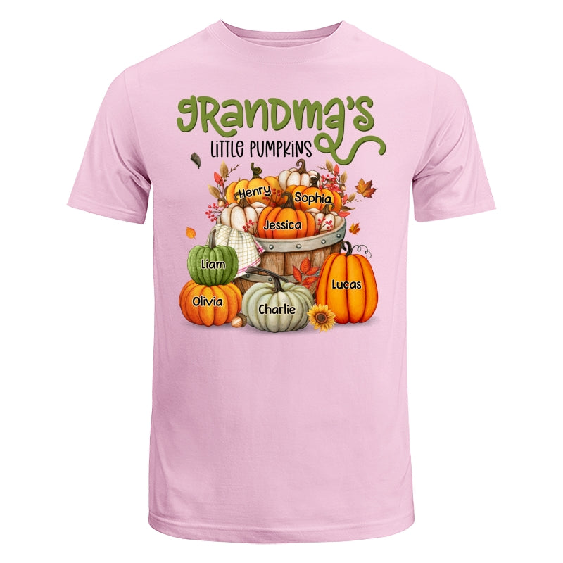 Grandma Mom Little Pumpkins Barrel Fall Season Personalized Shirt