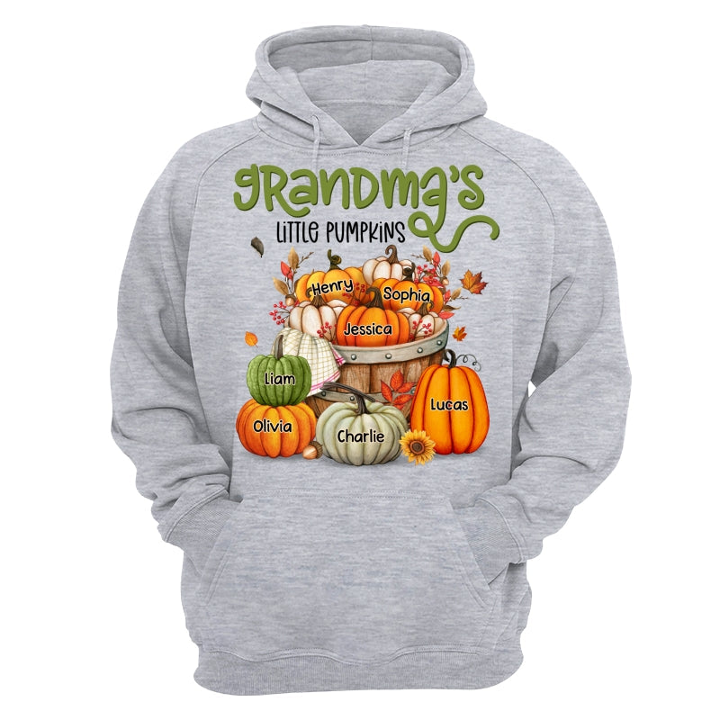 Grandma Mom Little Pumpkins Barrel Fall Season Personalized Shirt