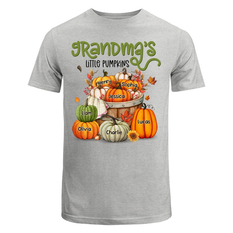 Grandma Mom Little Pumpkins Barrel Fall Season Personalized Shirt