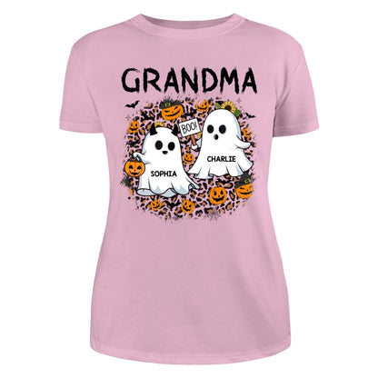 Grandma Mom Leopard Boo Kids Personalized Shirt
