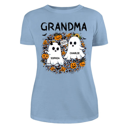 Grandma Mom Leopard Boo Kids Personalized Shirt